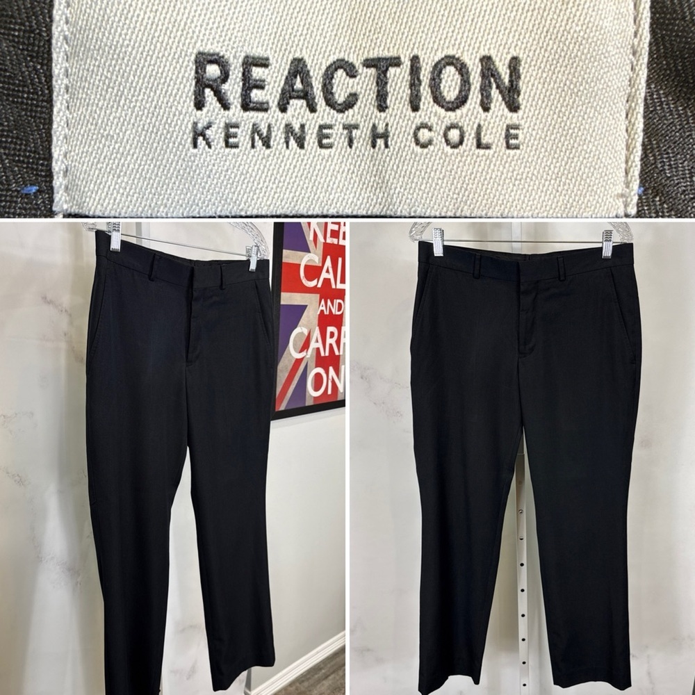Kenneth Cole Reaction Men’s Black Flat Front Dress Pants 32x30